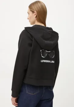 Karl Lagerfeld bluza femei, culoarea negru, cu gluga, cu imprimeu, A1W20078 imagine