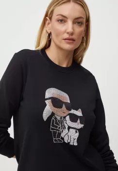Karl Lagerfeld bluza femei, culoarea negru, cu imprimeu, 245W1812 imagine