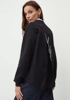 Karl Lagerfeld bluza femei, culoarea negru, cu imprimeu, 245W1814 imagine