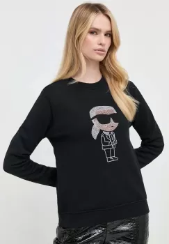 Karl Lagerfeld bluza femei, culoarea negru, cu imprimeu imagine