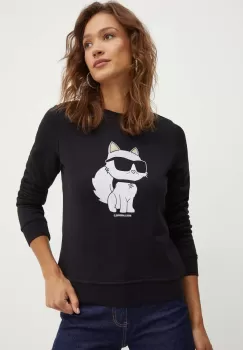 Karl Lagerfeld bluza femei, culoarea negru, cu imprimeu imagine