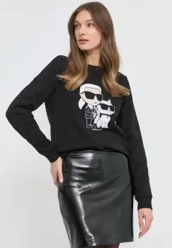 Karl Lagerfeld bluza femei, culoarea negru, cu imprimeu imagine
