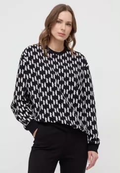 Karl Lagerfeld bluza femei, culoarea negru, modelator imagine