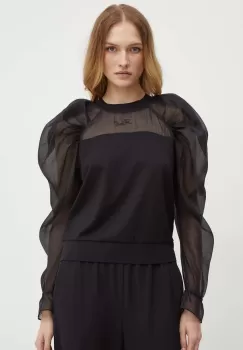 Karl Lagerfeld bluza femei, culoarea negru, neted, 245W1807 imagine