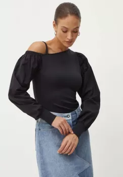 Karl Lagerfeld bluza femei, culoarea negru, neted, 245W1811 imagine