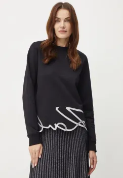 Karl Lagerfeld bluza femei, culoarea negru, neted, 245W1815 imagine