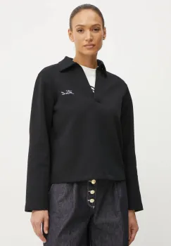 Karl Lagerfeld bluza femei, culoarea negru, neted, A1W20042 imagine