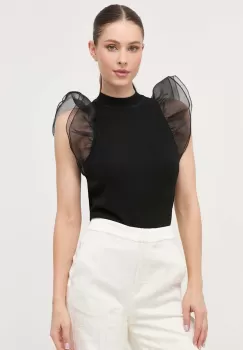 Karl Lagerfeld bluza femei, culoarea negru, neted imagine