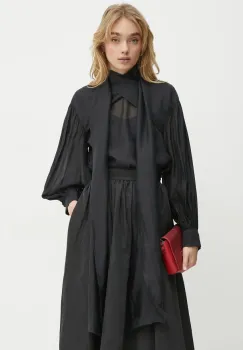 Karl Lagerfeld bluza femei, culoarea negru, uni, A1W11015 imagine