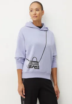 Karl Lagerfeld bluza femei, culoarea violet, cu gluga, cu imprimeu imagine