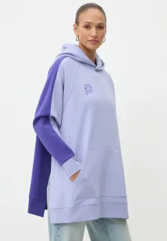 Karl Lagerfeld bluza femei, culoarea violet, cu gluga, modelator, 246W1815 imagine