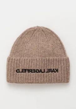 Karl Lagerfeld caciula de lana culoarea maro, de lana, din tricot gros, 246W3411 imagine