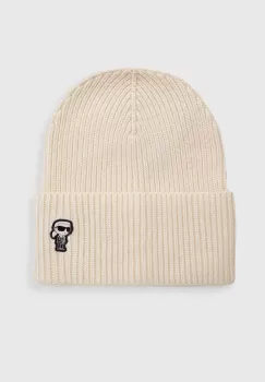 Karl Lagerfeld caciula din amestec de lana culoarea bej, din tricot gros imagine