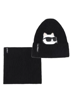 Karl Lagerfeld caciula si fular din bumbac pentru copii imagine