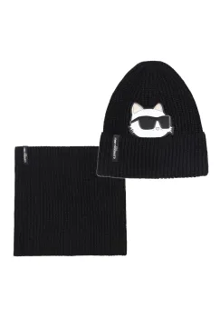 Karl Lagerfeld caciula si fular pentru copii culoarea negru Z31010 imagine