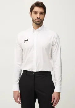 Karl Lagerfeld camasa barbati, culoarea alb, cu guler button-down, regular imagine