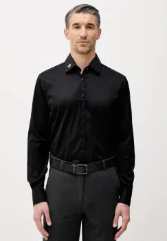 Karl Lagerfeld camasa culoarea negru, cu guler italian, regular, 561602.605041 imagine