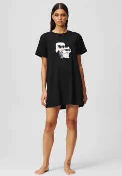 Karl Lagerfeld camasa de noapte din bumbac culoarea negru, bumbac, A3W45007 imagine