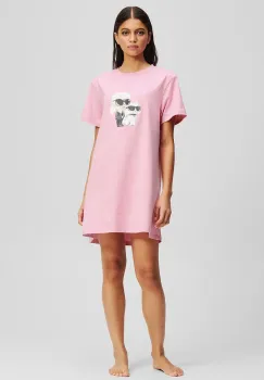 Karl Lagerfeld camasa de noapte din bumbac culoarea roz, bumbac, A3W45007 imagine