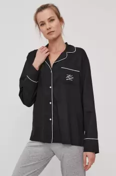 Karl Lagerfeld Camasa de pijama femei, culoarea negru imagine