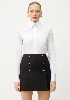 Karl Lagerfeld camasa din amestec de bumbac bluza alba standard pentru femei cu guler clasic A4W11038 imagine