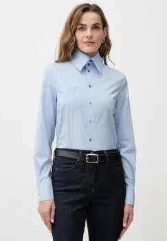 Karl Lagerfeld camasa din amestec de bumbac culoarea alb, cu guler clasic, regular, A4W11038 imagine