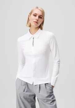 Karl Lagerfeld camasa din bumbac culoarea alb, cu guler clasic, regular, A3W17103 imagine