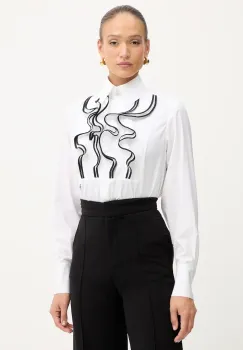 Karl Lagerfeld camasa din bumbac culoarea alb, cu guler clasic, relaxed, A4W11015 imagine