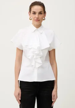 Karl Lagerfeld camasa din bumbac culoarea alb, cu guler clasic, slim, A3W11035 imagine