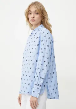 Karl Lagerfeld camasa din bumbac femei, cu guler clasic, relaxed, A1W11038 imagine