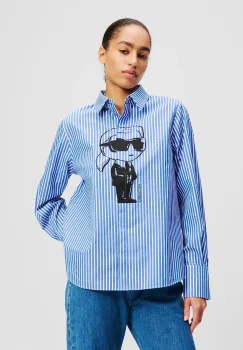 Karl Lagerfeld camasa din bumbac femei, cu guler clasic, relaxed, A2W11031 imagine