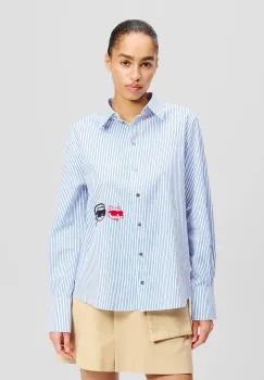 Karl Lagerfeld camasa din bumbac femei, cu guler clasic, relaxed, A2W11032 imagine