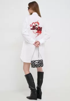 Karl Lagerfeld camasa din bumbac femei, culoarea alb, cu guler clasic, regular imagine