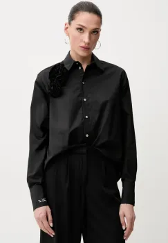 Karl Lagerfeld camasa din bumbac femei, culoarea negru, cu guler clasic, regular, A2W11011 imagine