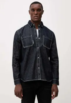 Karl Lagerfeld camasa jeans culoarea bleumarin, cu guler clasic, regular, 553864.605903 imagine