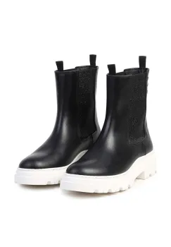 Karl Lagerfeld cizme chelsea din piele pentru copii culoarea negru, Z30308 imagine
