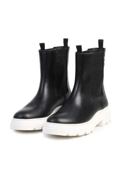 Karl Lagerfeld cizme chelsea din piele pentru copii culoarea negru, Z30308 imagine