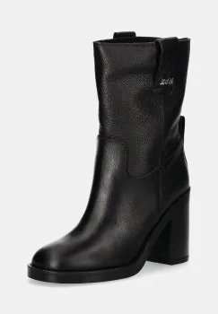 Karl Lagerfeld cizme de piele BROOKLYN femei, culoarea negru, cu toc drept, KL41874 imagine