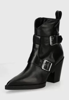 Karl Lagerfeld cizme de piele KOWBOY femei, culoarea negru, cu toc drept, KL31254 imagine