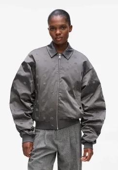 Karl Lagerfeld geaca bomber culoarea gri, de tranzitie, A4W14046 imagine