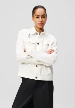 Karl Lagerfeld geaca de blugi din bumbac culoarea alb, de tranzitie, A2W14028 imagine