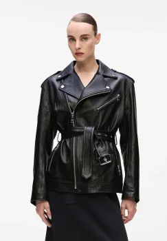 Karl Lagerfeld geaca de piele culoarea negru, de tranzitie, A4W14061 imagine