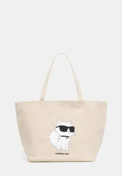 Karl Lagerfeld geanta de bumbac culoarea bej, A1W50022 imagine