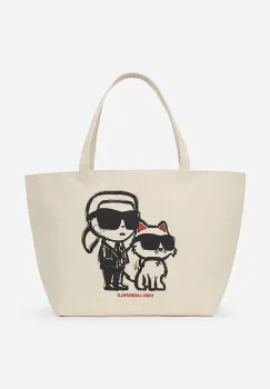 Karl Lagerfeld geanta de bumbac culoarea bej, A2W50026 imagine