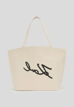 Karl Lagerfeld geanta de bumbac culoarea bej, A3W50108 imagine
