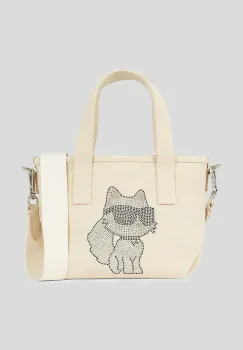 Karl Lagerfeld geanta de bumbac culoarea bej, A3W50115 imagine
