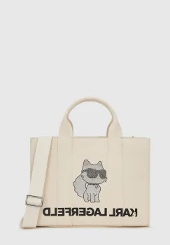 Karl Lagerfeld geanta de bumbac culoarea bej, A4W50053 imagine