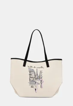 Karl Lagerfeld geanta de bumbac culoarea bej, A4W50057 imagine