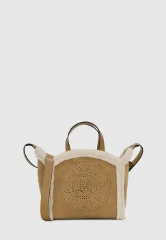 Karl Lagerfeld geanta de mana din piele intoarsa culoarea maro, A4W30087 imagine