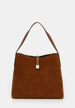 Karl Lagerfeld geanta de mana din piele intoarsa K/AUTOGRAPH culoarea maro, B1W30105 imagine